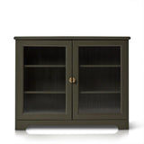 Lua Narrow 2 Door Sideboard in Fir Green with Fluted Glass - Laura James