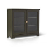 Lua Narrow 2 Door Sideboard in Fir Green with Fluted Glass - Laura James