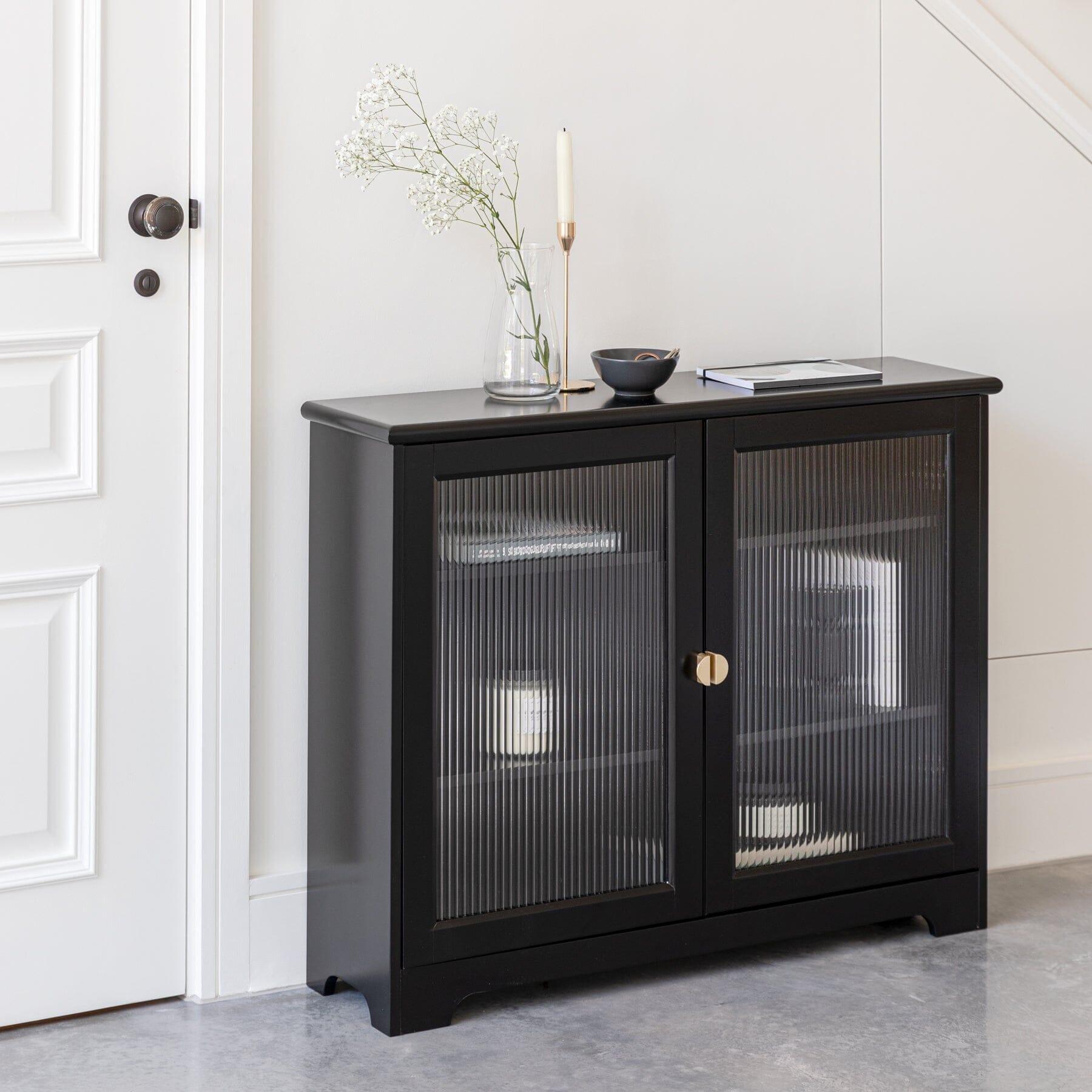 Lua Narrow 2 Door Sideboard in Noir Black - Laura James