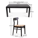 Magnus Black Extendable Dining Set with Woven Chairs - Laura James