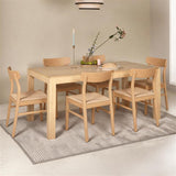 Magnus 160cm Pale Oak Extendable Dining Table Set - 6 Seater - Pale Oak Woven Wooden Chairs - Laura James 