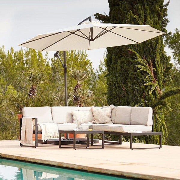Maia 5 Seater Garden Interchangeable Sofa Set - Black - Cream Lean