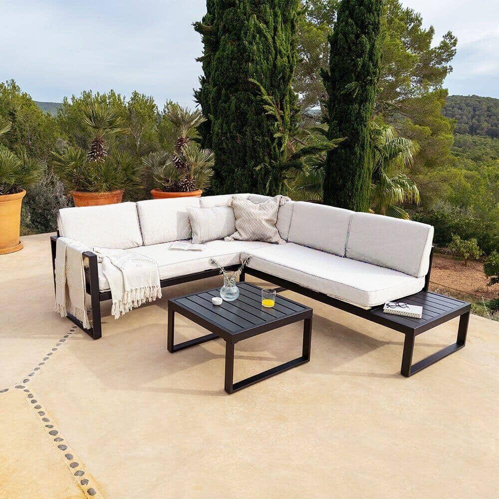 Aluminium Garden Corner Garden Sofa Set Black Barcelona Aluminium