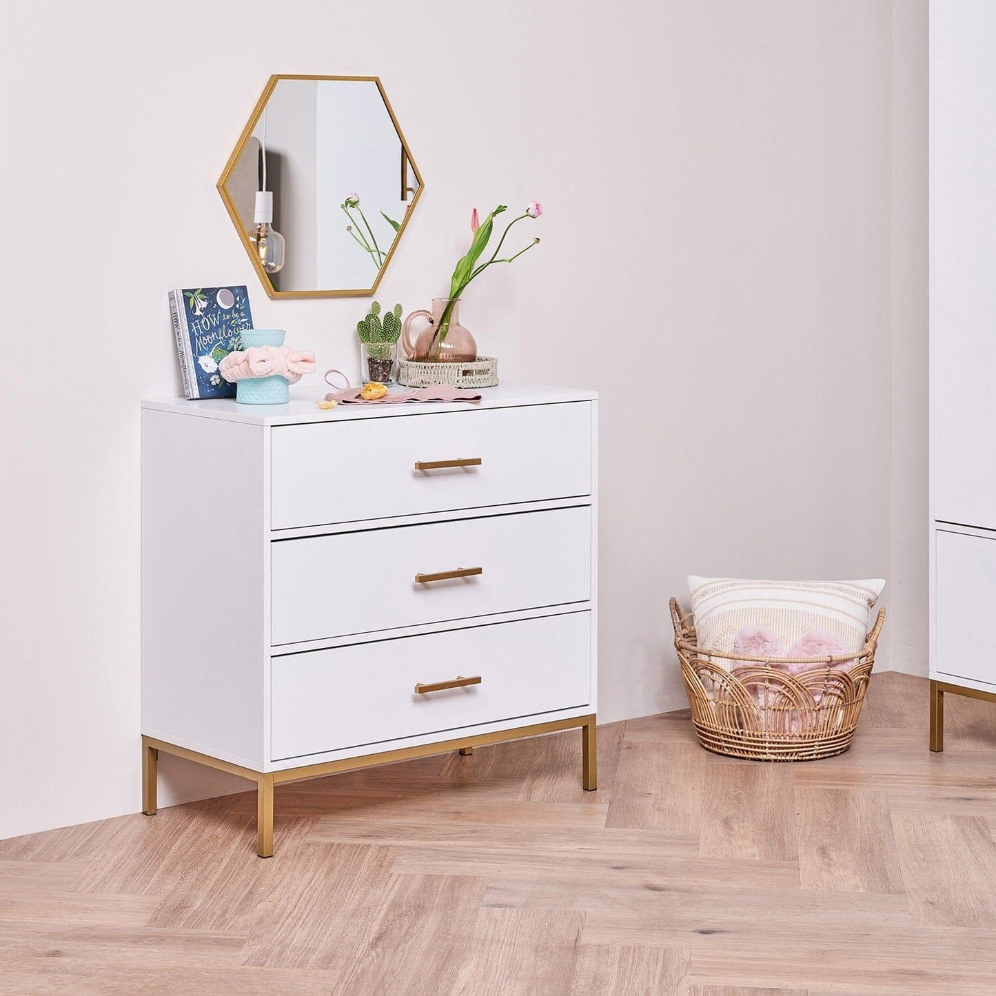 Marie 3 Piece Bedroom Furniture Set - 3 Drawer Chest Of Drawers - White - Laura James