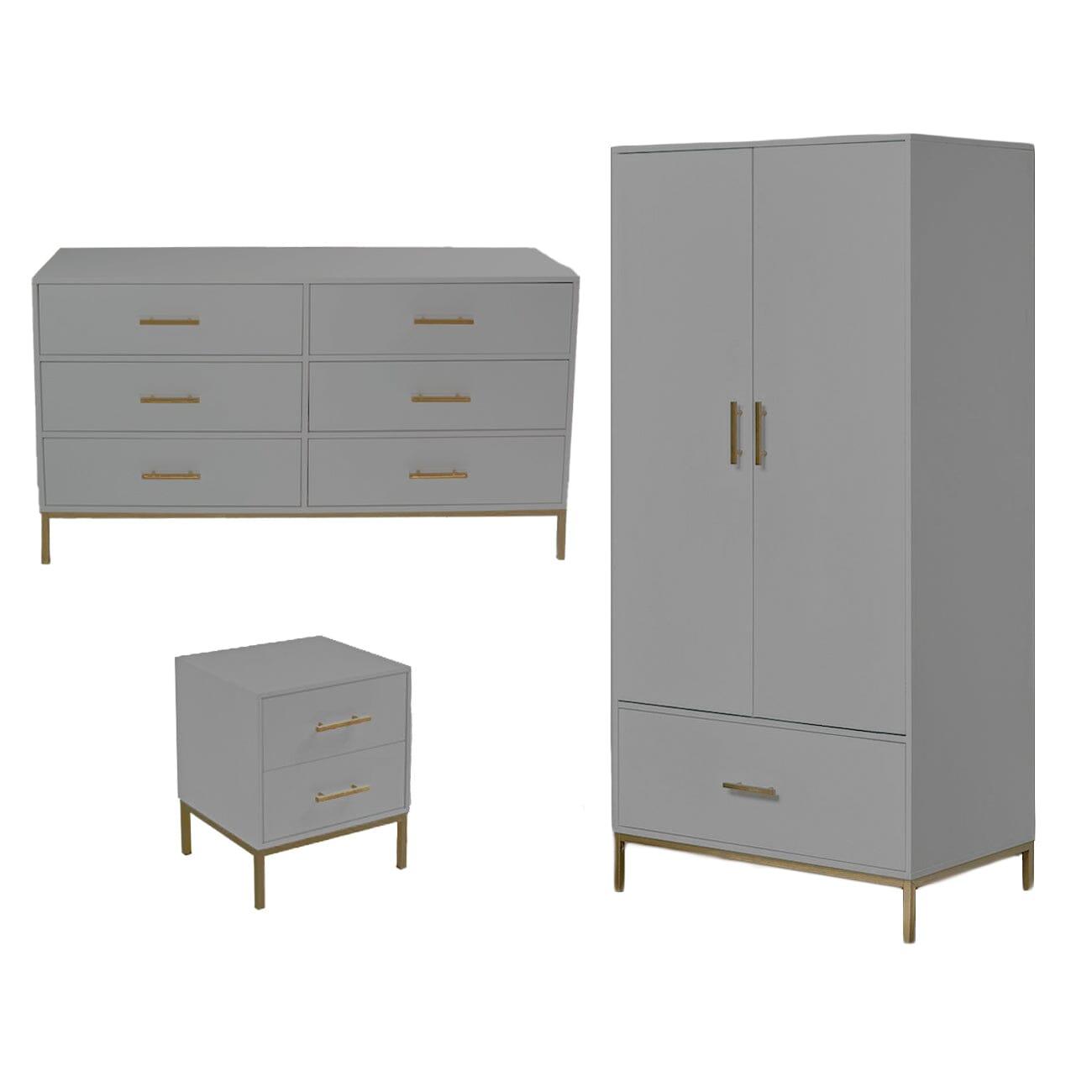 Marie 3 Piece Bedroom Furniture Set - 3 Drawer Chest Of Drawers - Grey - Laura James 