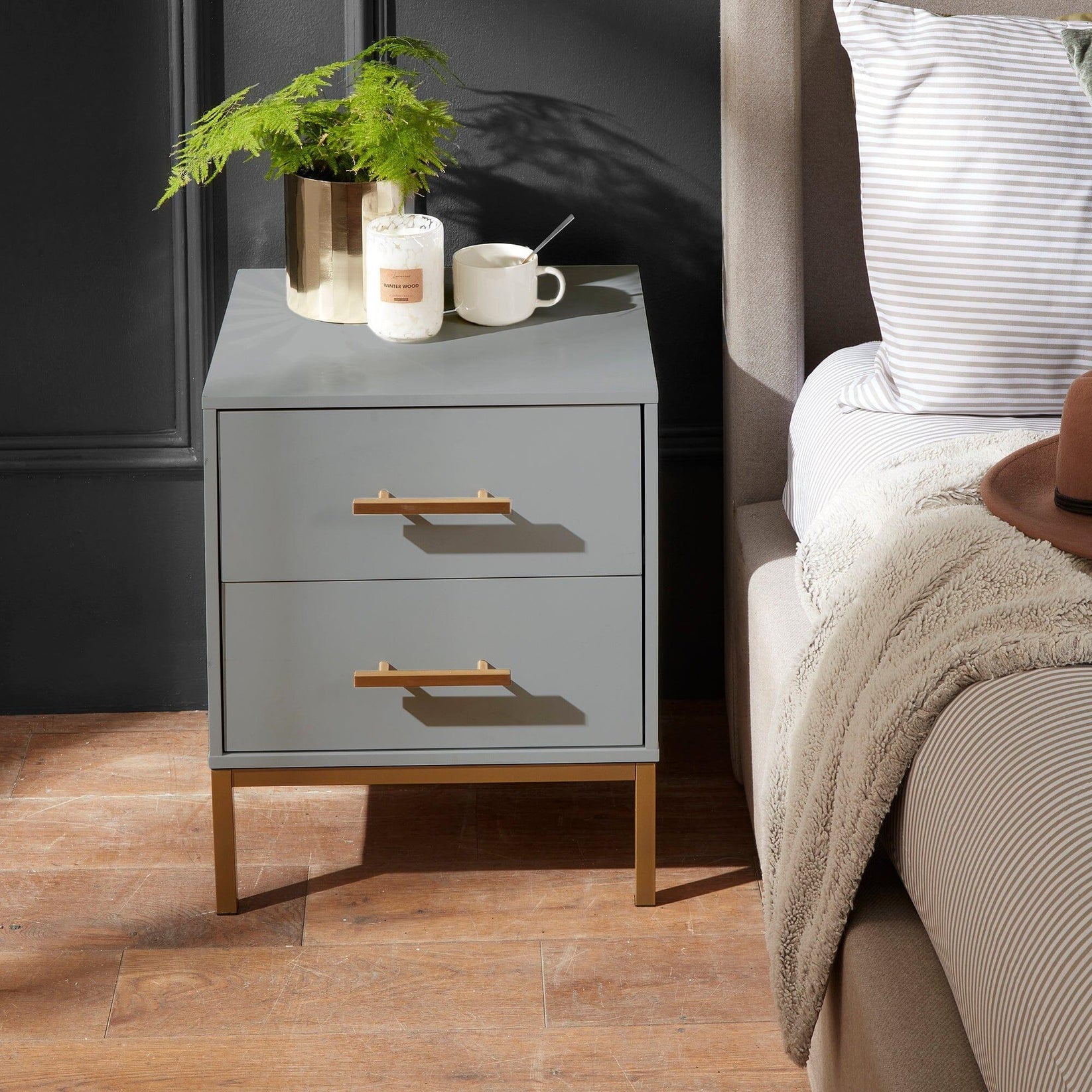 Marie Grey Bedside Table Laura James