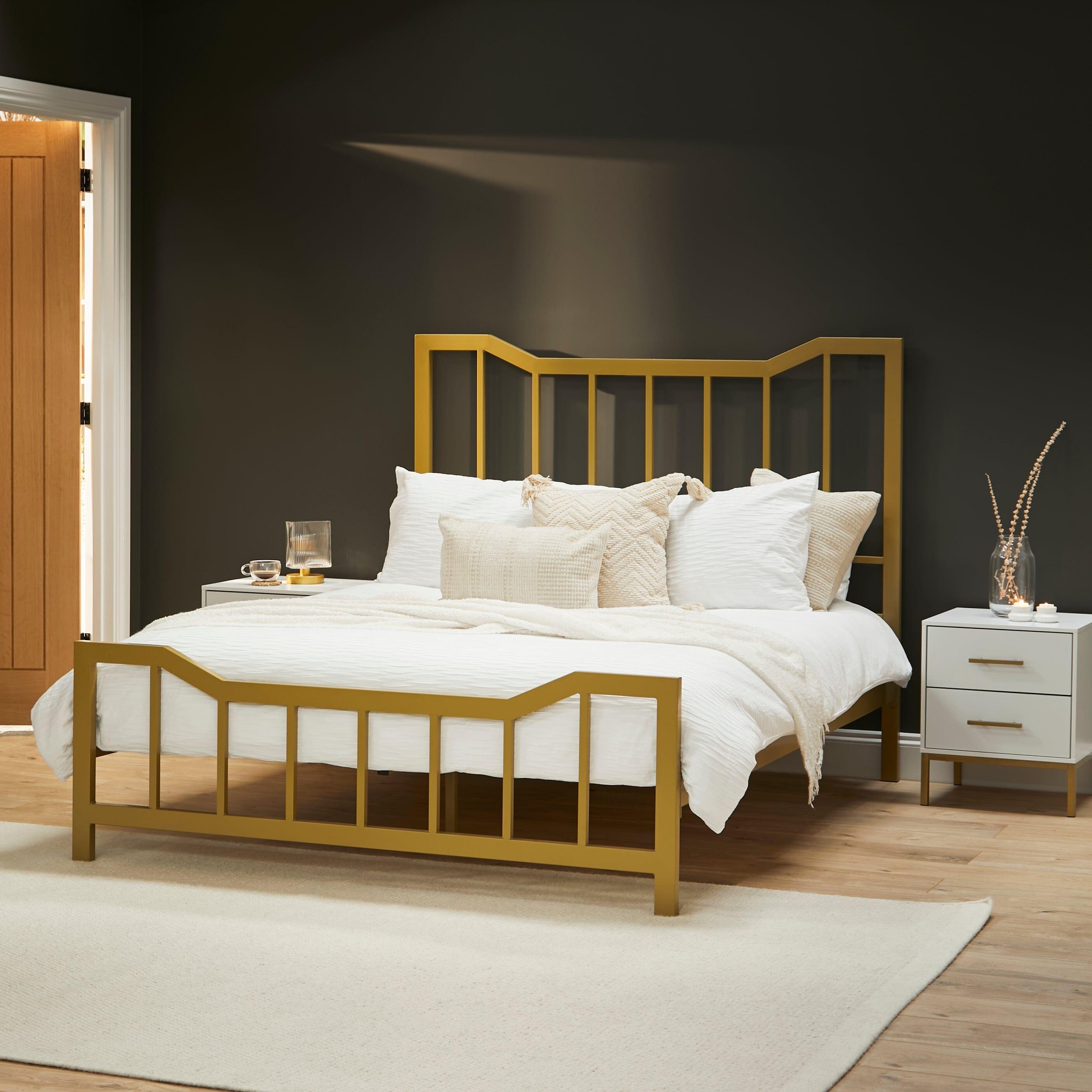 Marie Double Gold Metal Bed - Laura James