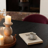 Amelia Black Extending Dining Table Set - 6 Seater - Marilyn Burgundy Red Dining Chairs - Black Legs - Laura James 