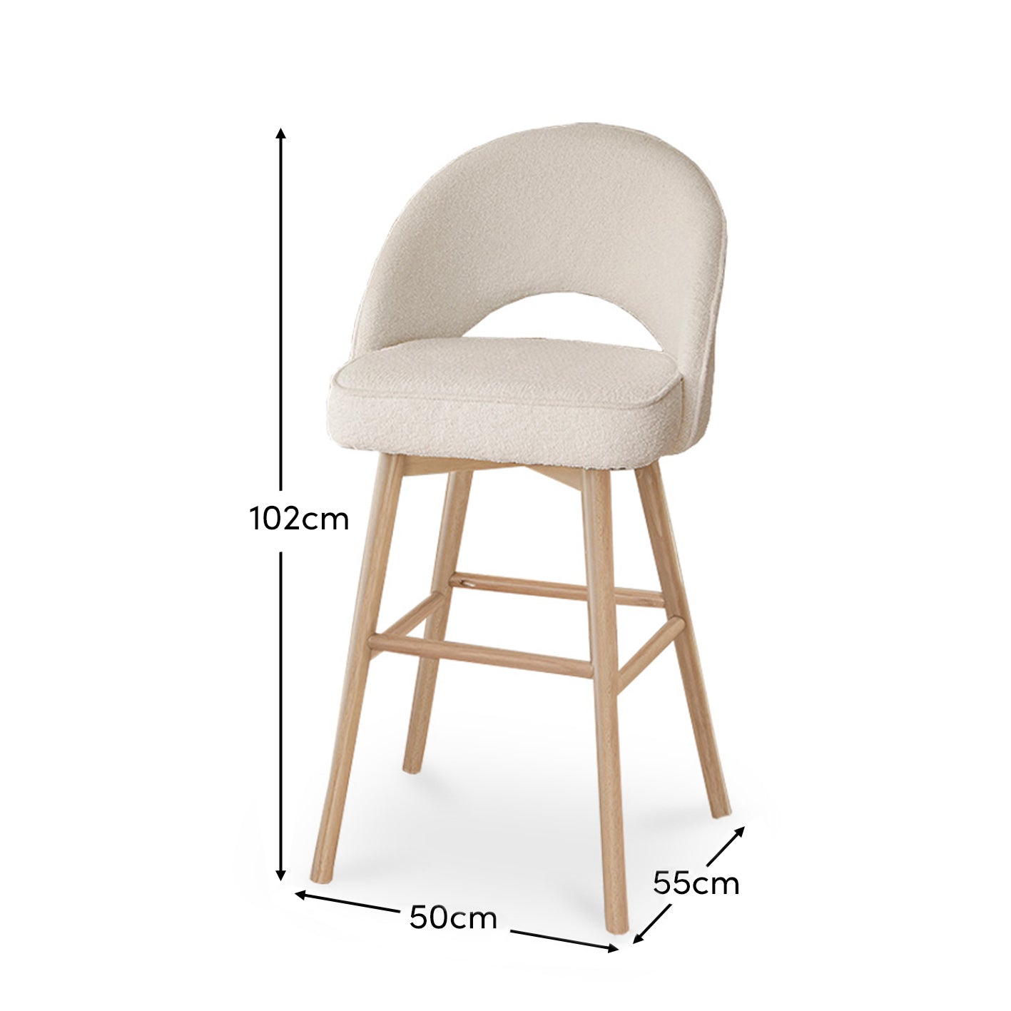 Marilyn Bar Stools - Boucle with Whitewash Legs - Laura James