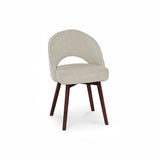 Bastian 220cm Coffee Brown Mango Wood Dining Table Set - 6 Seater - Marilyn Light Beige Boucle Dining Chairs -  Coffee Brown Mango Wood Legs