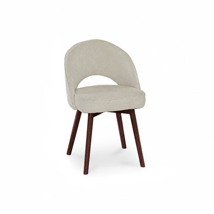 Bastian 220cm Coffee Brown Mango Wood Dining Table Set - 6 Seater - Marilyn Light Beige Boucle Dining Chairs -  Coffee Brown Mango Wood Legs