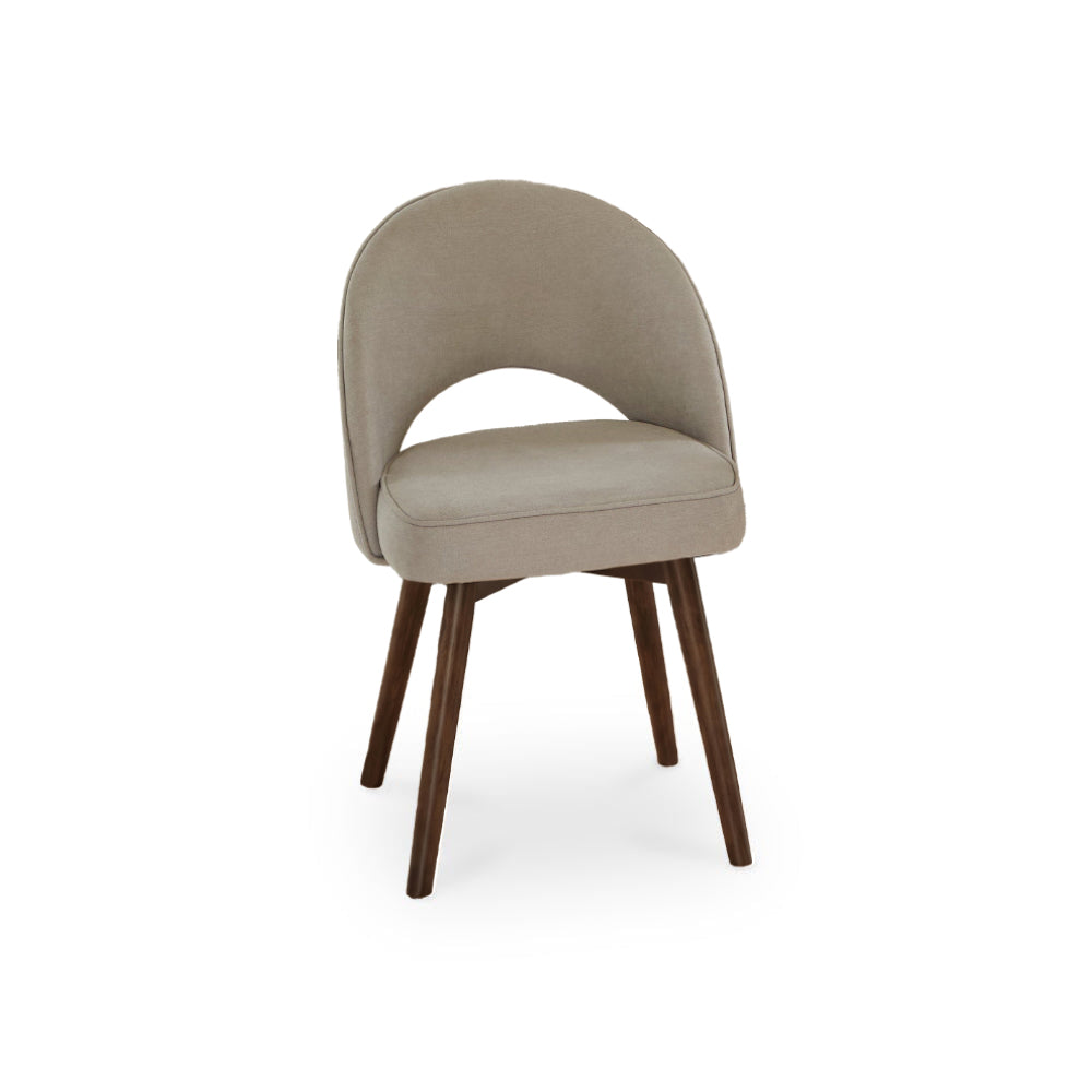 Marilyn Soft Beige Boucle Dining Chair - Set of 2 - Coffee Brown Mango Wood Legs - Laura James 