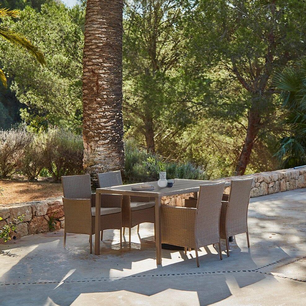 Marston Seater Rattan Garden Dining Set Natural Brown