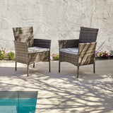 Marston 4 Seater Rattan Garden Dining Set with Grey Parasol - Grey - Glass Top