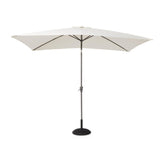 Marston 4 Seater Rattan Outdoor Dining Set with Cream LED Premium Parasol - Rattan Garden Furniture - Grey - Glass Top - Laura James