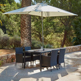 Marston 4 Seater Polywood Top Rattan Dining Set with Cream Parasol - Black