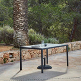 Marston 4 Seater Rattan Outdoor Dining Set with Cream Parasol - Rattan Garden Furniture - Black - Polywood Top - Laura James