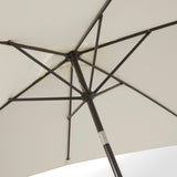 Marston 4 Seater Rattan Outdoor Dining Set with Cream Parasol - Rattan Garden Furniture - Natural Brown - Polywood Top - Laura James