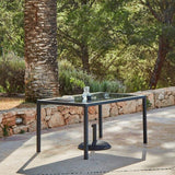 Marston 4 Seater Rattan Outdoor Dining Set with Grey Parasol - Rattan Garden Furniture - Black - Glass Top - Laura James