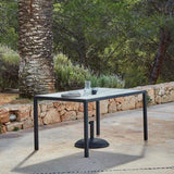 Marston 4 Seater Rattan Outdoor Dining Set with Grey Parasol - Rattan Garden Furniture - Black - Polywood Top - Laura James