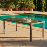 Marston 6 Seater Rattan Outdoor Dining Set - Rattan Garden Furniture - Natural Brown - Glass Top - Laura James