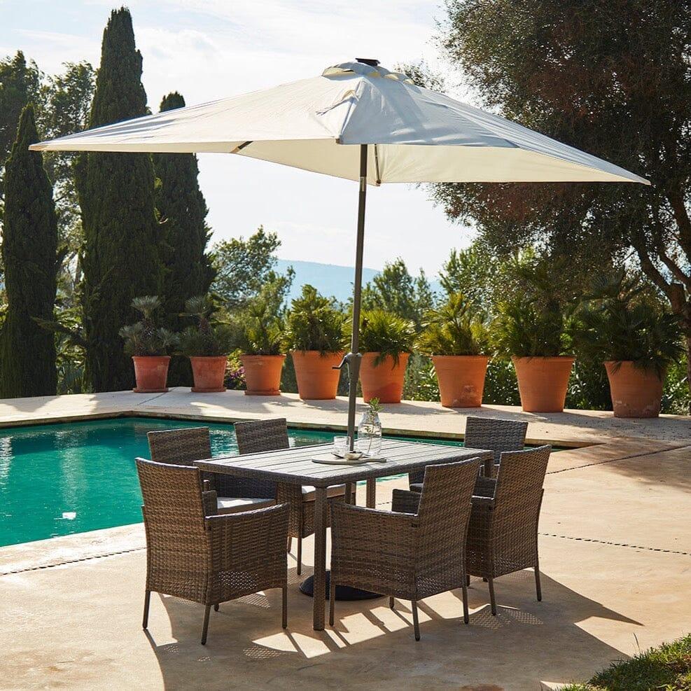 Cream Rattan Dining Set Marston 6 Seater Rattan Garden Dining Set with Cream Parasol - Grey ...