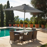 Marston 6 Seater Polywood Top Rattan Dining Set with Premium Grey Parasol - Grey