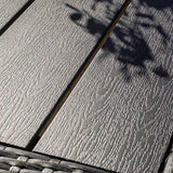 Marston 6 Seater Rattan Outdoor Dining Set with Grey Parasol - Rattan Garden Furniture - Black - Polywood Top - Laura James