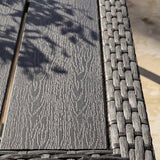 Marston 6 Seater Rattan Outdoor Dining Set with Grey Parasol - Rattan Garden Furniture - Black - Polywood Top - Laura James