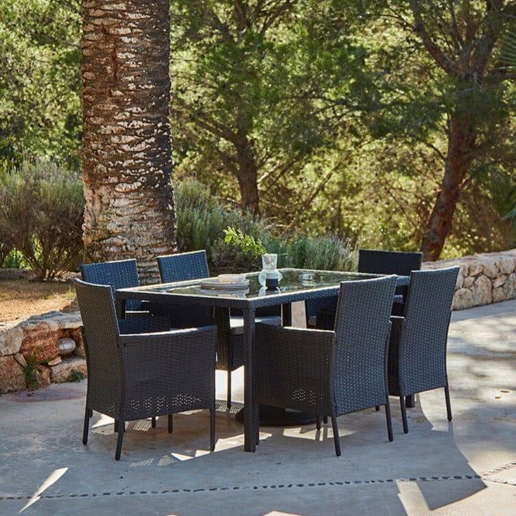 Marston Seater Garden Dining Table Black Glass Top – Laura James