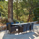 Marston 8 Seat Glass Top Dining Table Set - Black
