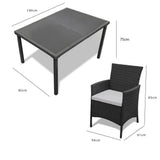 Marston 8 Seat Glass Top Dining Table Set - Black