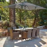 Marston Natural Rattan Dining Set with Grey LED Parasol - Laura James