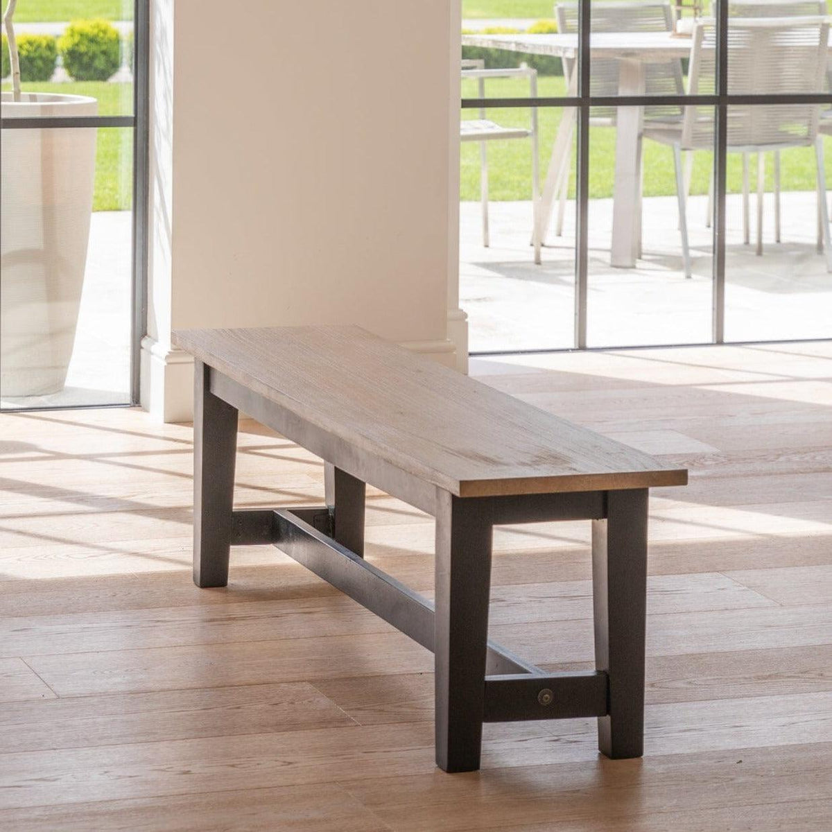 Matilda Wooden Dining Bench - Chalked Mango and Black - Laura James