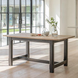 Matilda Rectangular Wooden Dining Table - Chalked Mango Wood and Black - Laura James