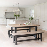 Matilda Rectangular Wooden Dining Table - Chalked Mango Wood and Black - Laura James