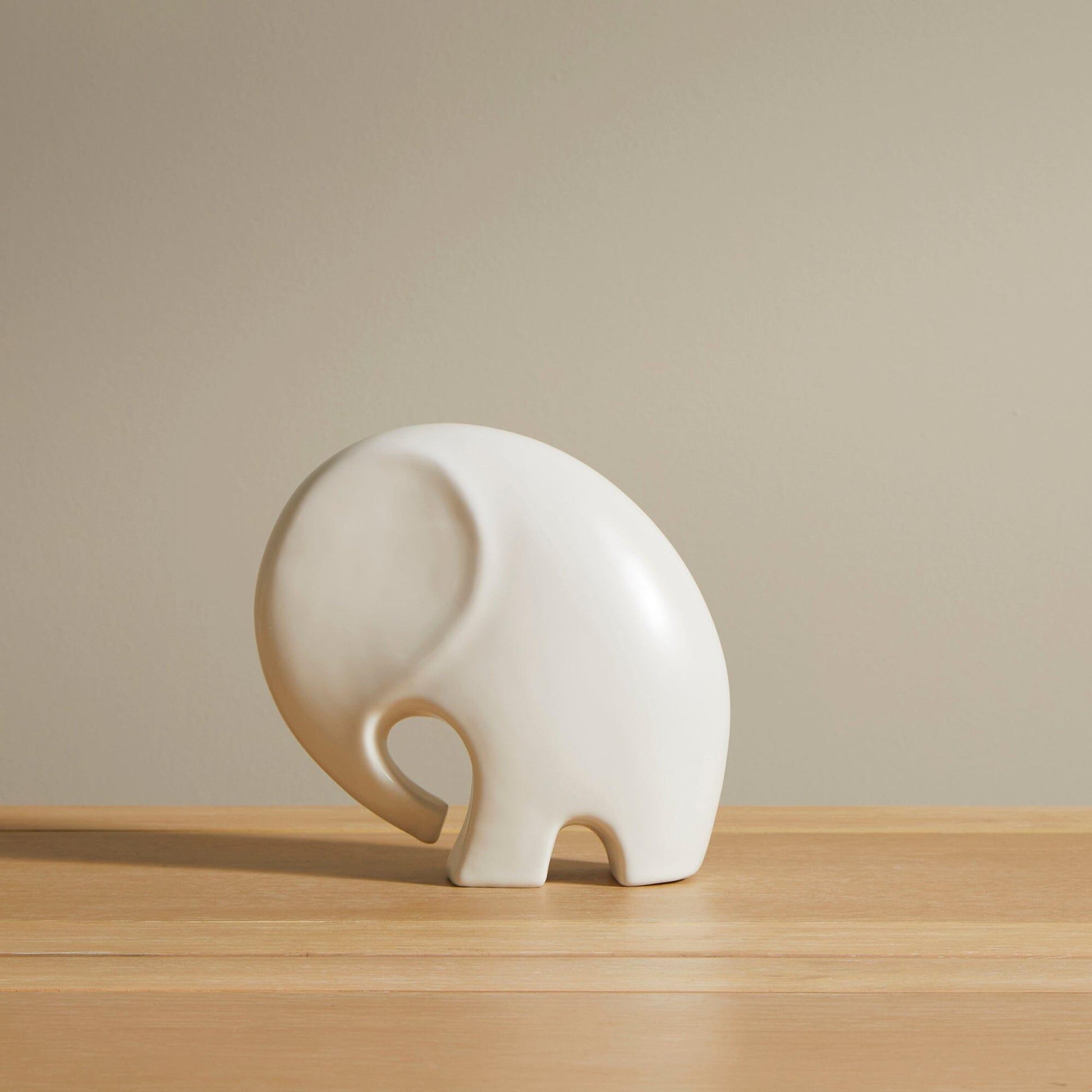 Meru 18cm Ceramic Elephant Ornament - White - Laura James