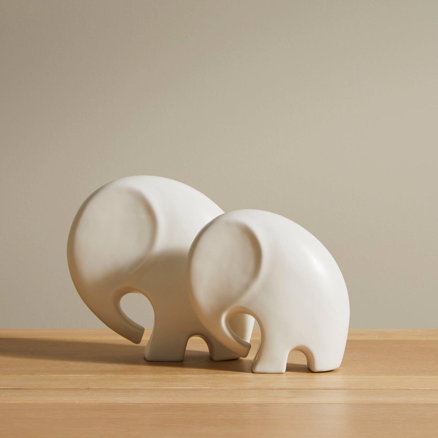 Meru 18cm Ceramic Elephant Ornament - White - Laura James