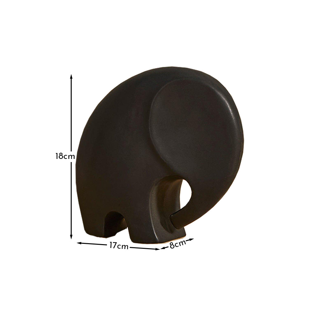 Meru 18cm Ceramic Elephant Ornament - Black