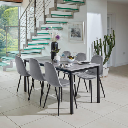 Milo Concrete Effect dining table - 6 seater - with black legs