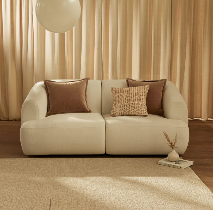 Nathalia 2-Seater Sofa - Chalked White Boucle - Laura James 