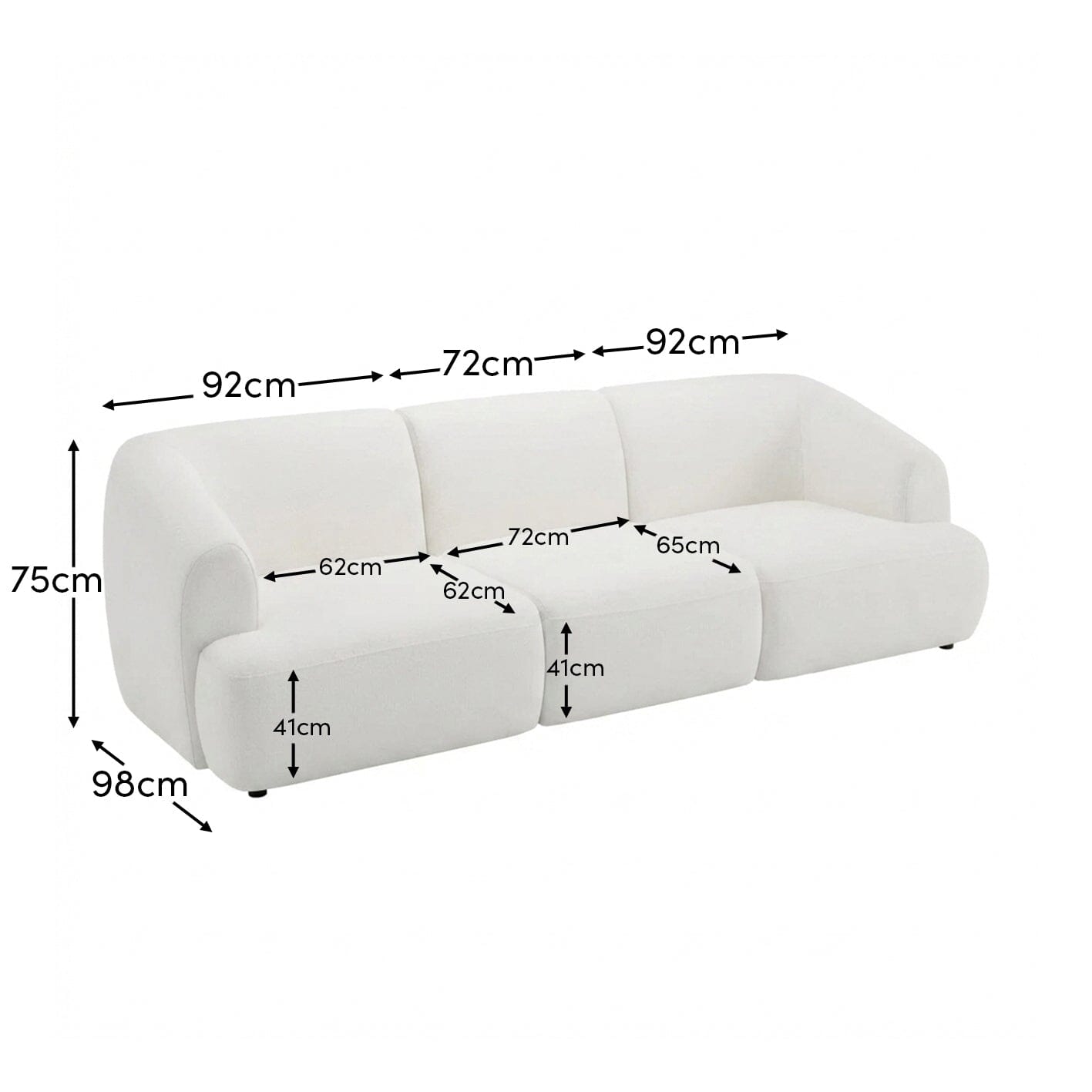 Nathalia 3-Seater Sofa - Chalked White Boucle - Laura James
