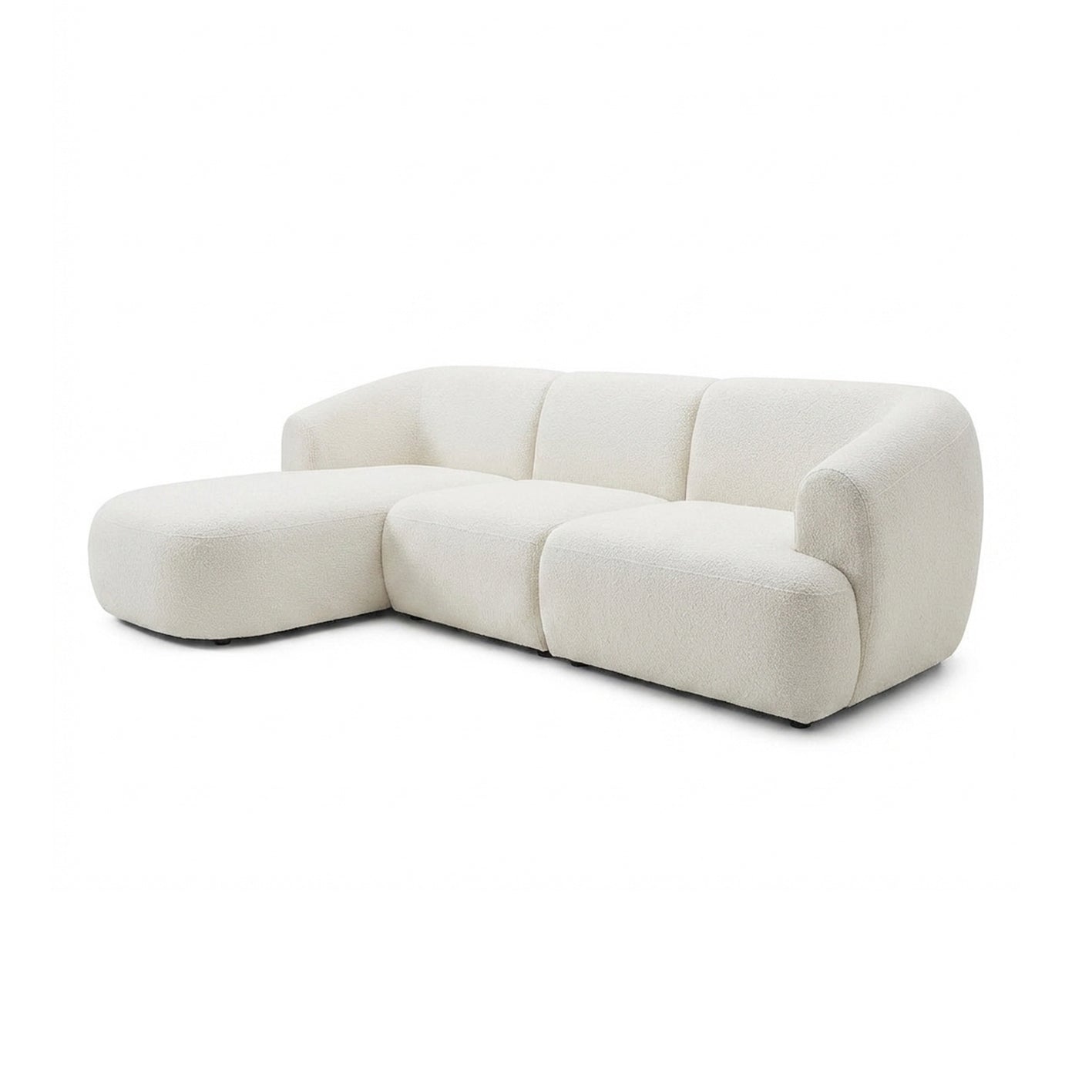 Nathalia Left Chaise Sofa - Chalk White Boucle - Laura James