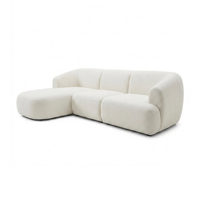 Nathalia Left Chaise Sofa - Chalk White Boucle - Laura James