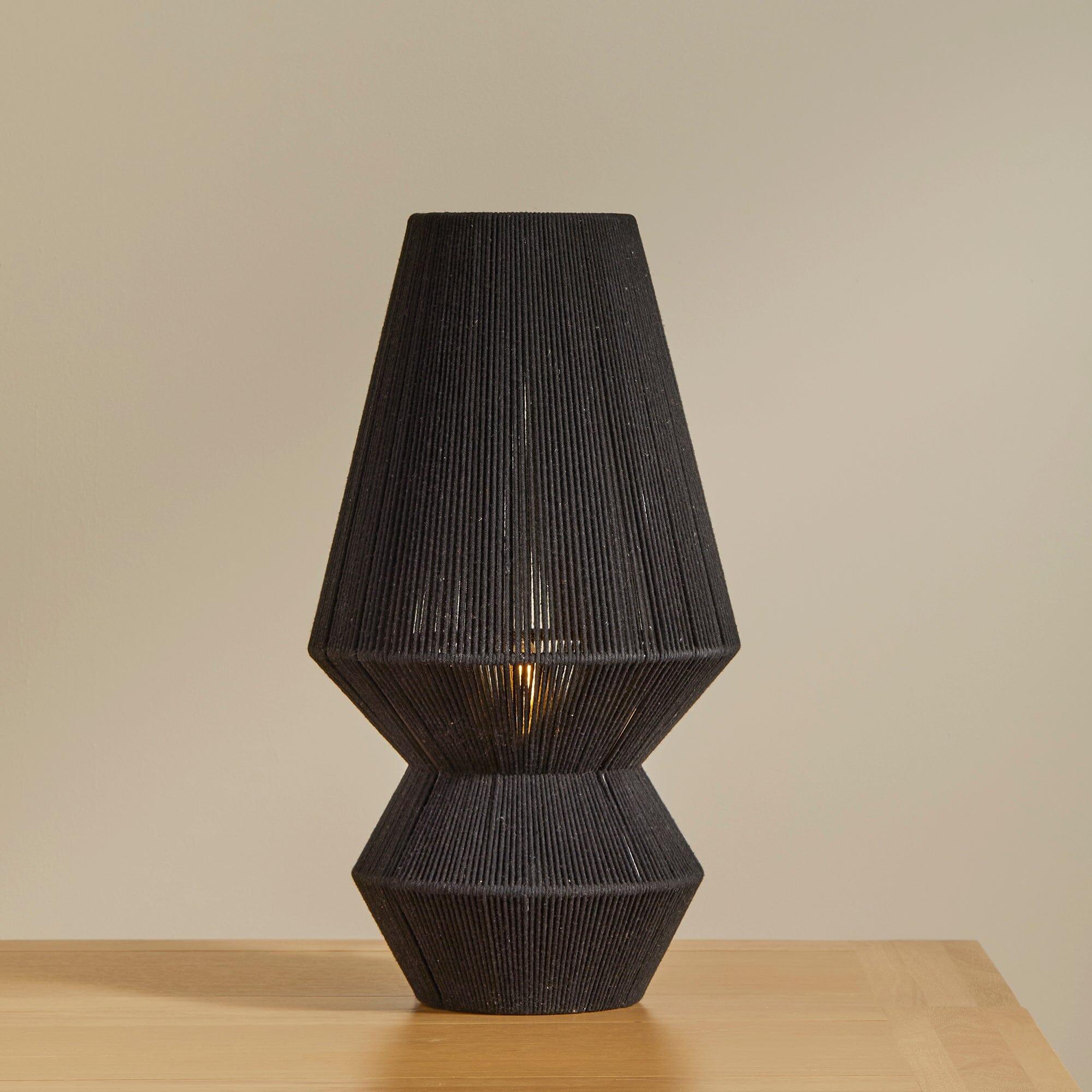 String Table Lights Neri Large Black Cotton String Table Lamp - Laura James