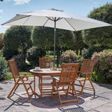 Oakley 4 Seater Wooden Extendable Garden Dining Set with Cream Parasol - Laura James