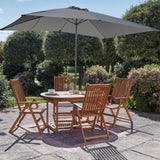 Oakley 4 Seater Wooden Extendable Garden Dining Set with Grey Parasol - Laura James