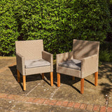 OUTLET - Oliver Rattan Garden Armchairs with Acacia Wood Legs - Set of 2