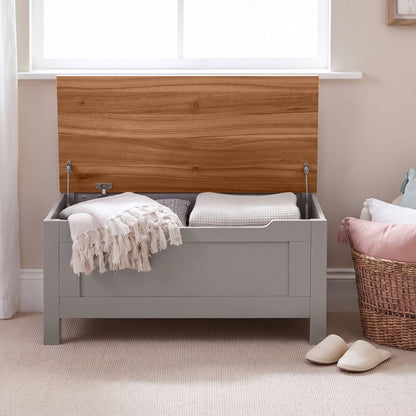 New - Bampton Blanket Box - Stone Grey - Laura James 