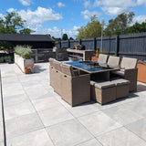 10_Seater_Rattan_Cube_Outdoor_Dining_Set_Brown_Weave_Glass_Top - Laura  James